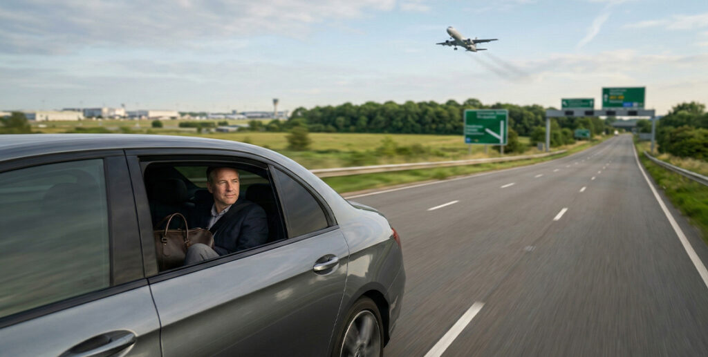 man looking outside the car