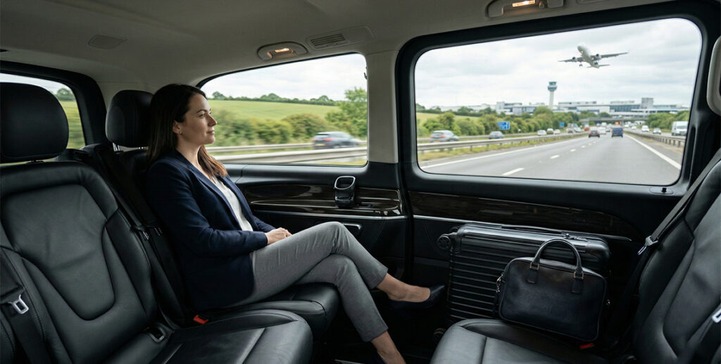 woman sitting in a car looking outside the window
